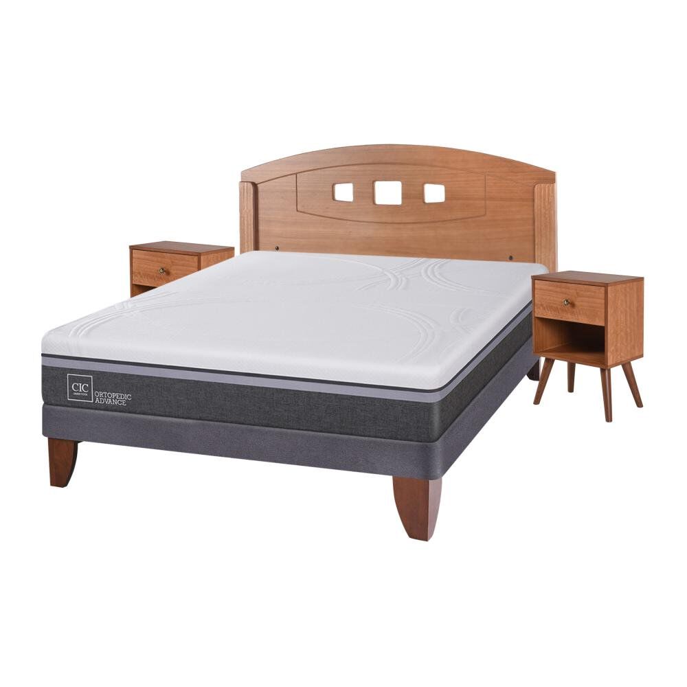 Cama Europea Cic Ortopedic Advance / 2 Plazas / Base Normal  + Set De Maderas image number 1.0
