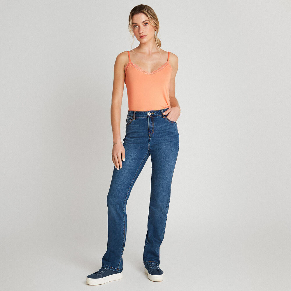 Jeans Recto Push Up 5 Bolsillos Celeste image number 3.0