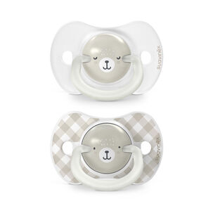 Chupete Noche Y D&iacute;a Fisiol&oacute;gico Silicona 6/18m 2u Wild Gris