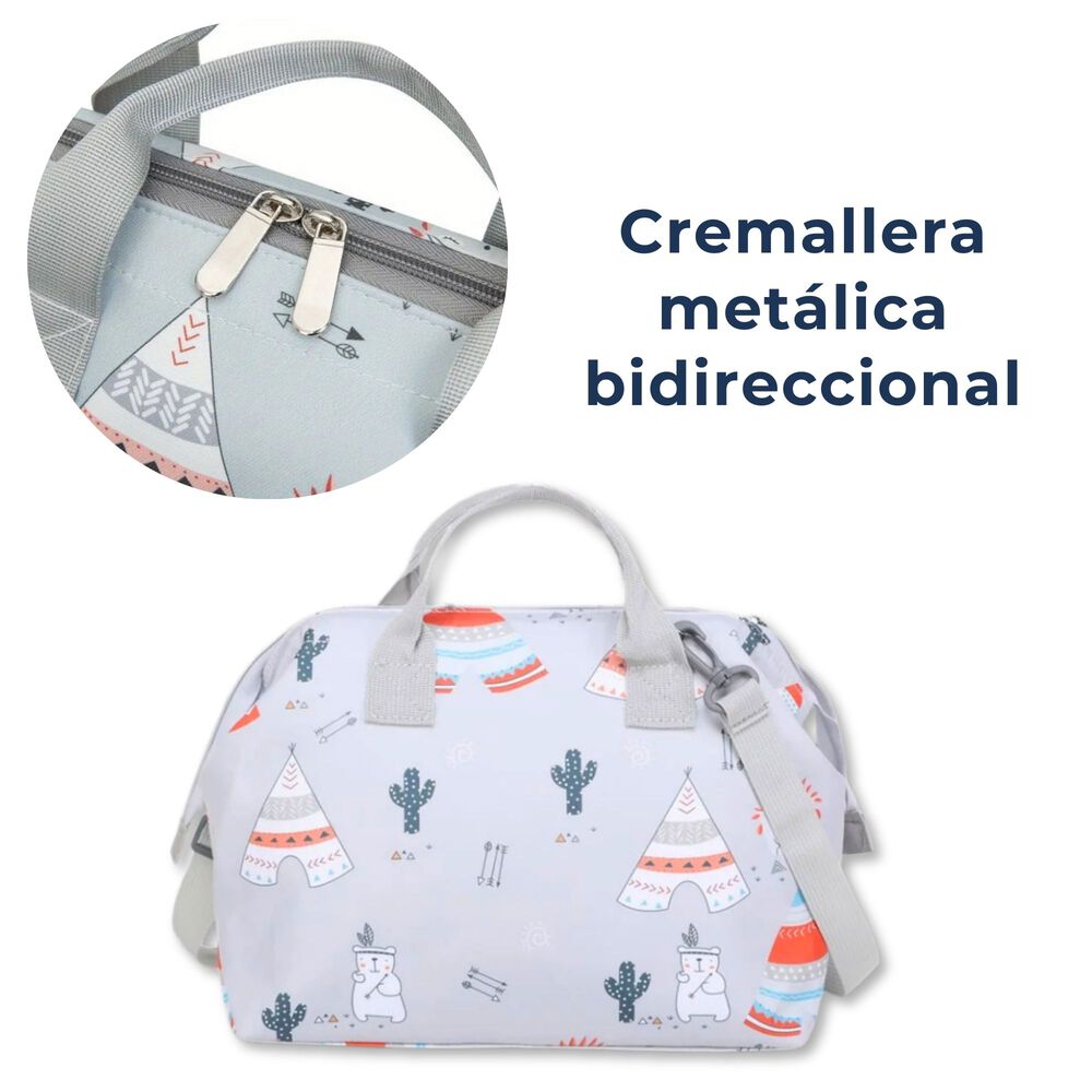 Bolso Maternal Panales Oxford 31cm Panalera Portatil Multifuncional Estampada Light Gray Bear image number 3.0