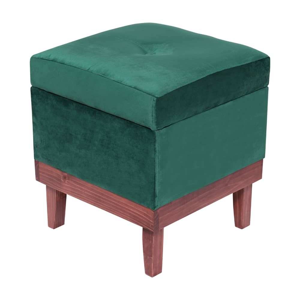 Pouf Ba&uacute;l Emilia Verde Botella Felpa 45x45x46 Cm image number 1.0