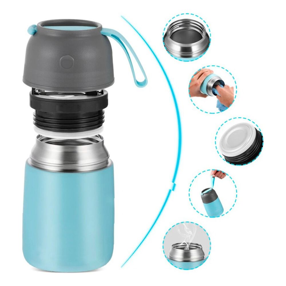 Termo Comida Acero Inoxidable 650ml Azul Rosa Cuchara Incluida image number 2.0
