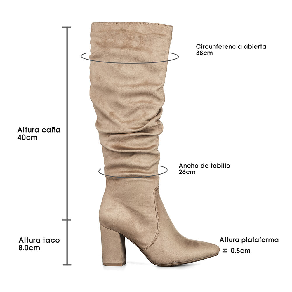 Botas Largas Mujer Casual Gamuza Tacon Grueso Weide Hx512 image number 5.0