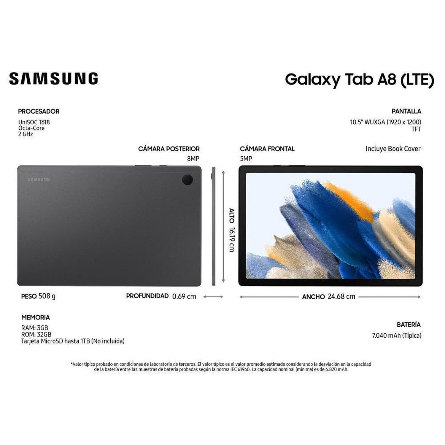 Tablet 10.5" Samsung Galaxy Tab A8 / 3 GB RAM /  32 GB image number 2.0