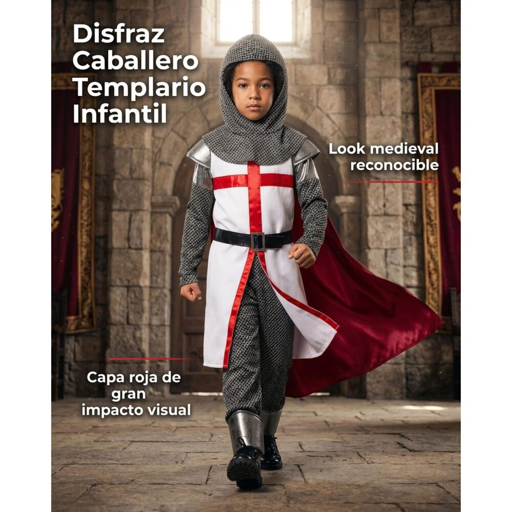 Disfraz Infantil Caballero Templario Edad Media image number 6.0