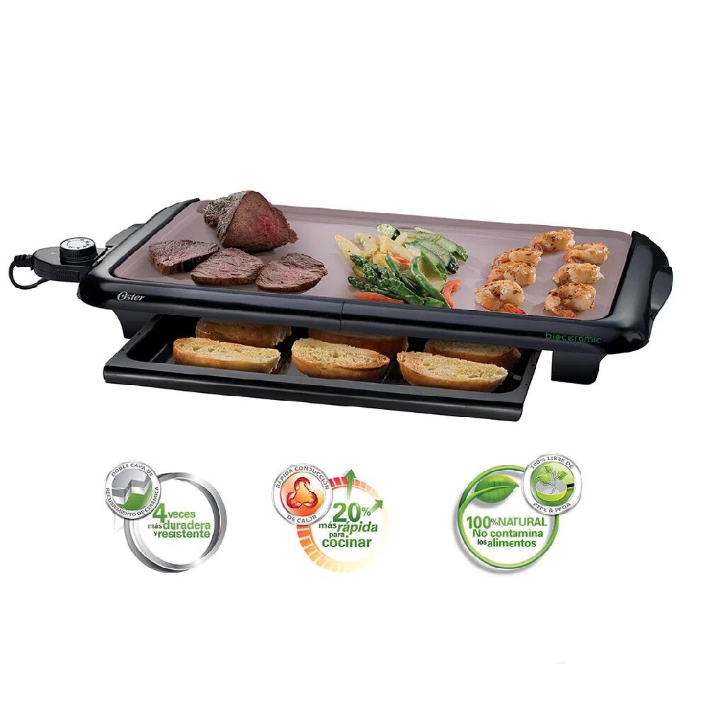 Plancha De Asar Oster Revestimiento Bioceramic Ckstgrfm18w image number 0.0