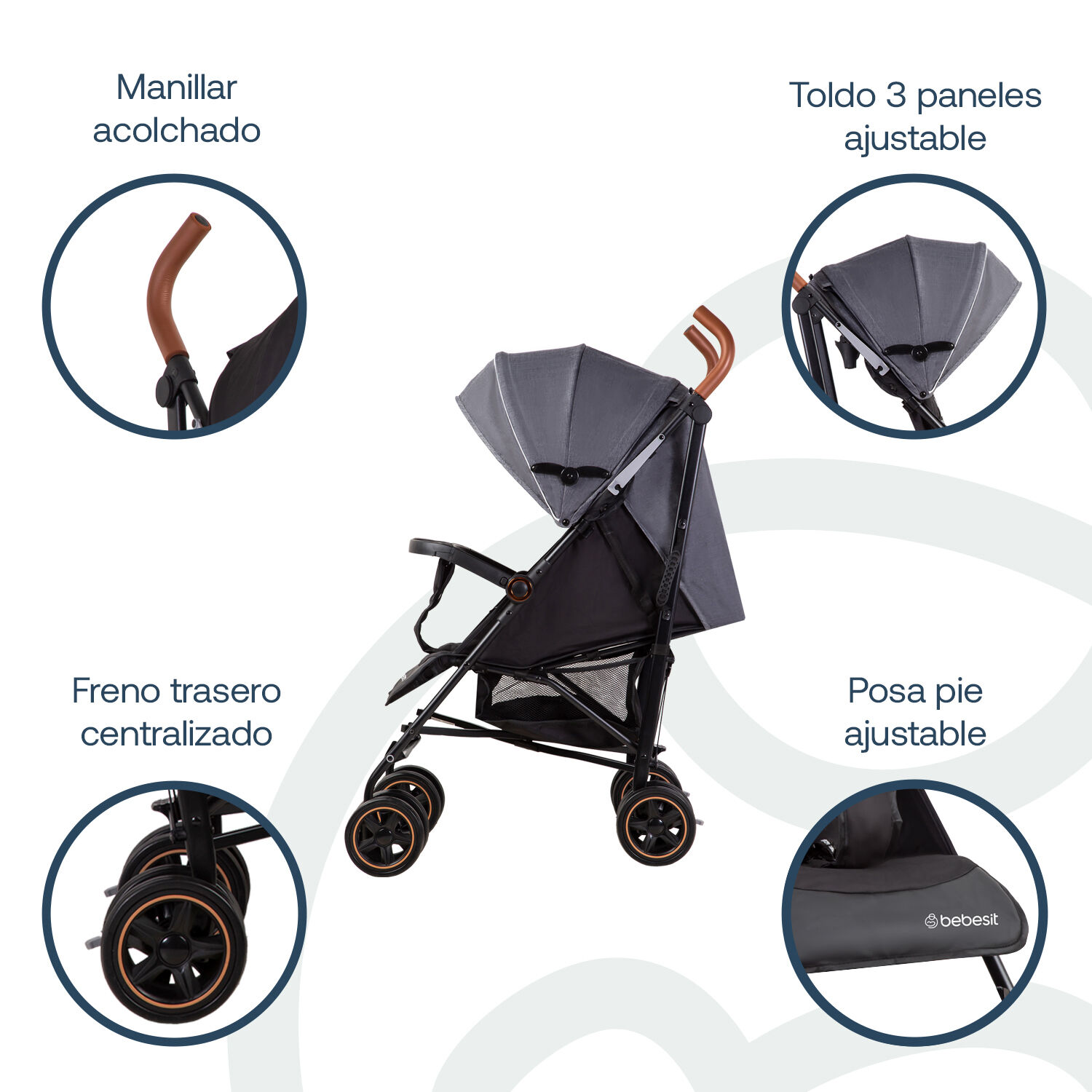 Coche Paragua Magic Ride Fiesta Gris Bebesit image number 1.0