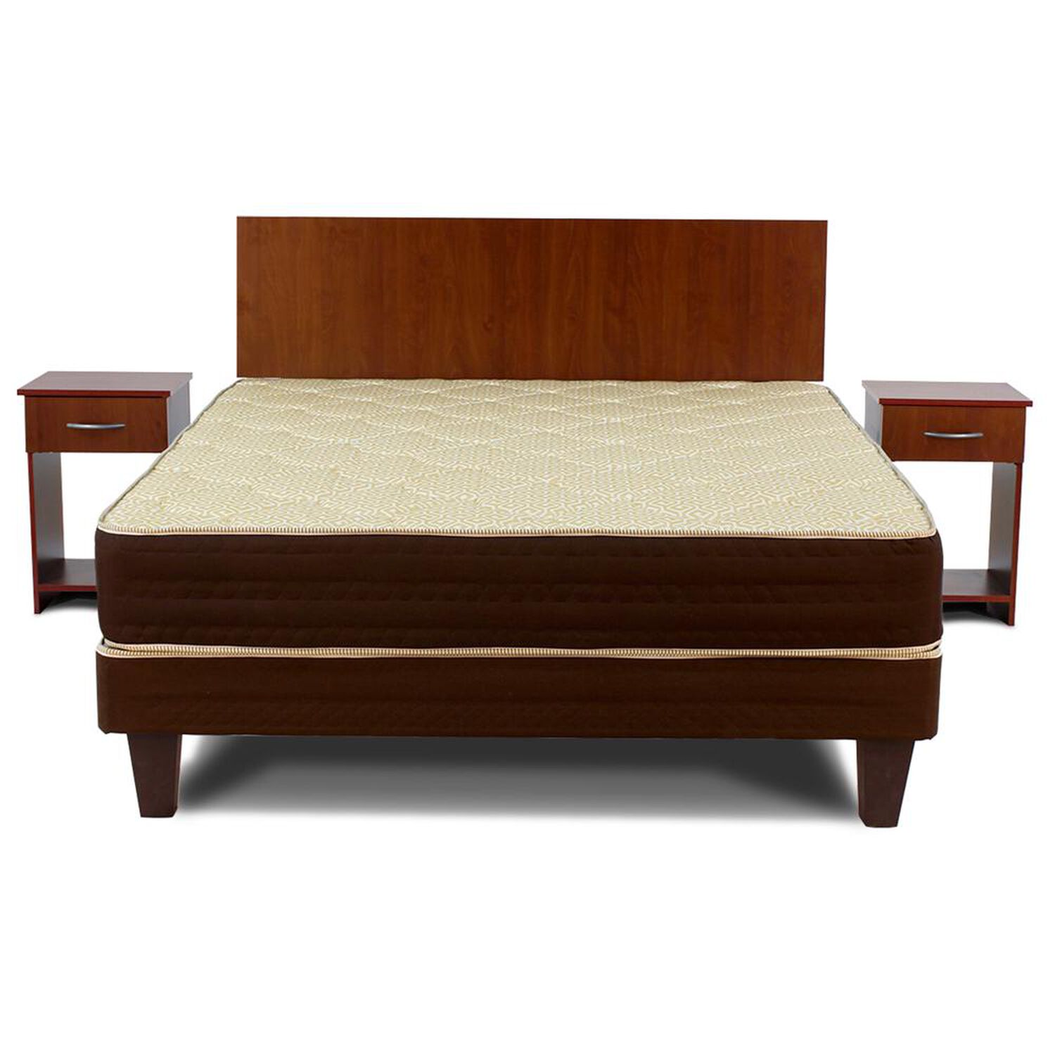 Cama Europea Mantahue M 500 / 2 Plazas / Base Normal  + Set De Maderas + Textil image number 0.0