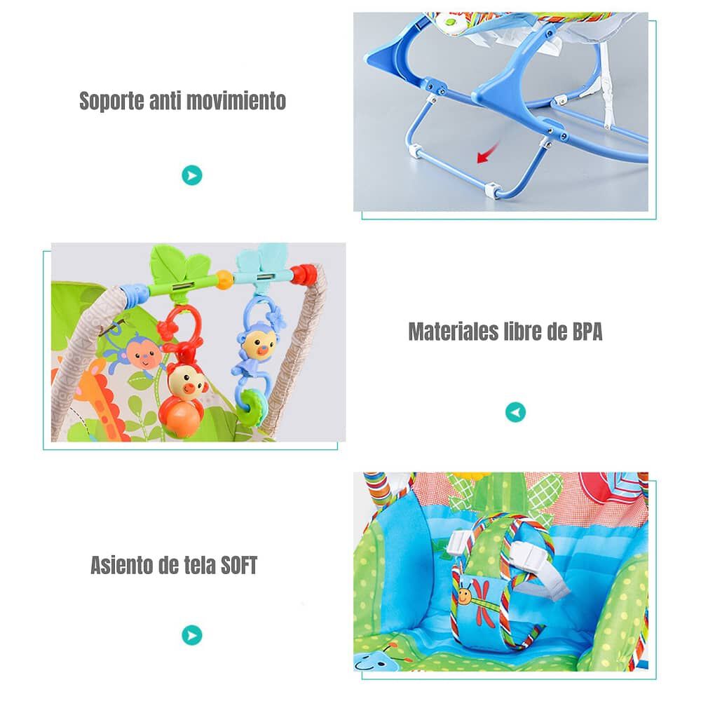 Silla Nido Mecedora Con Vibraci&oacute;n Y Melod&iacute;a Azul Lubabycas image number 5.0