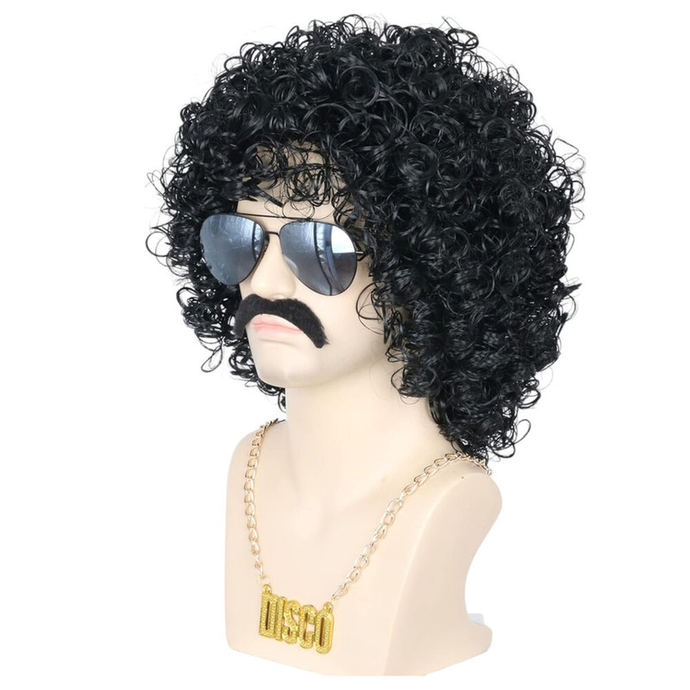 Set Disfraz Afro Retro Hombre Años 80 Onda Disco Pelo image number 8.0