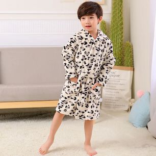 Bata De Ba&ntilde;o Capucha Bolsillos Ni&ntilde;o Ni&ntilde;a Polar Animal Print