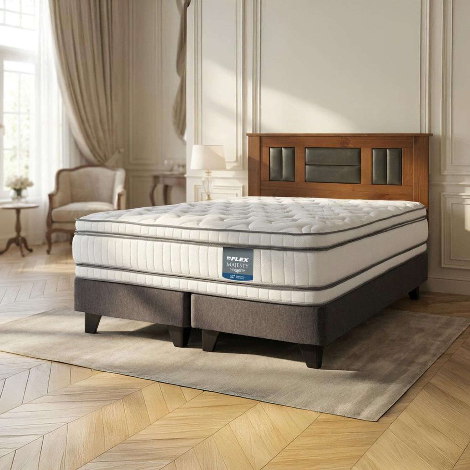 Cama Europea Flex Majesty / 2 Plazas / Base Dividida + Respaldo image number 4.0