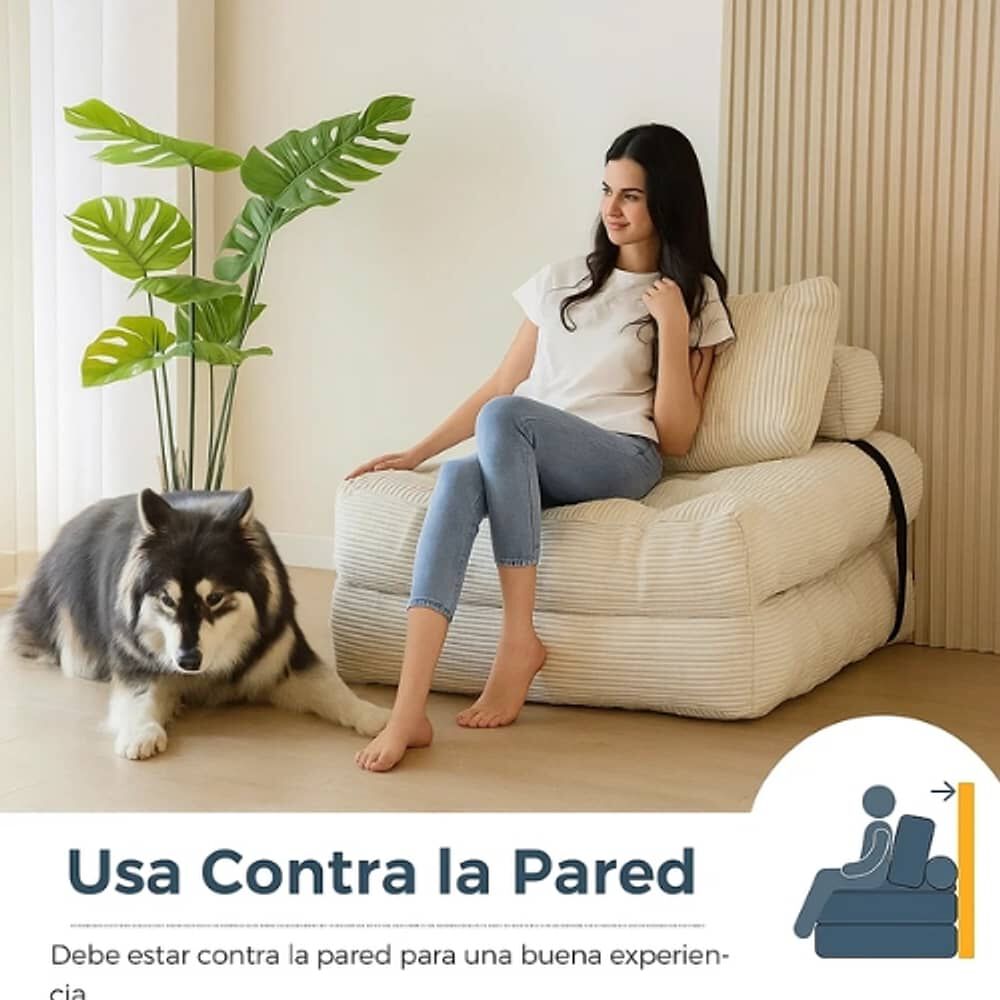 Silla Sof&aacute; Cama 155x81cm Puff Plegable Acolchada Hogar image number 2.0