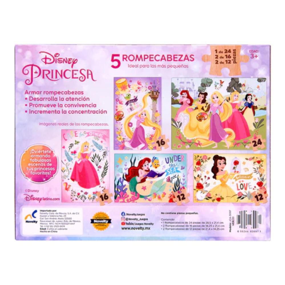 Juego De Mesa Disney Puzzle 5 En 1 Princesas image number 3.0