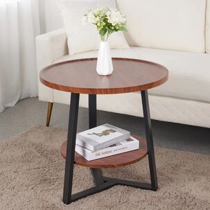Mesa De Centro Trabajo Y Cafe - Madera Oscura