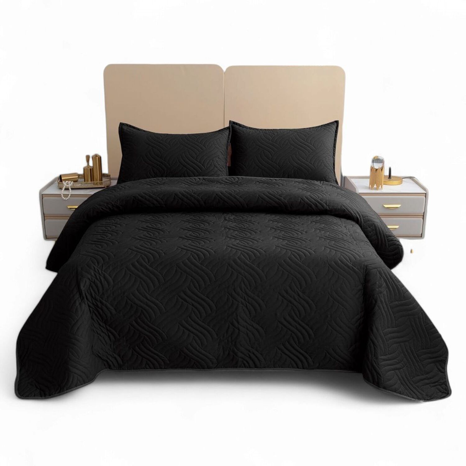 Colcha De 1.5 Plazas Cobertor Para Cama 180cm X 230cm Quilt De Verano Cubrecama Color Negro image number 0.0