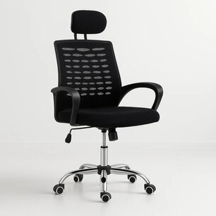 Silla Oficina Simply Mesh Negra Con Apoyabrazos Y Cabeza