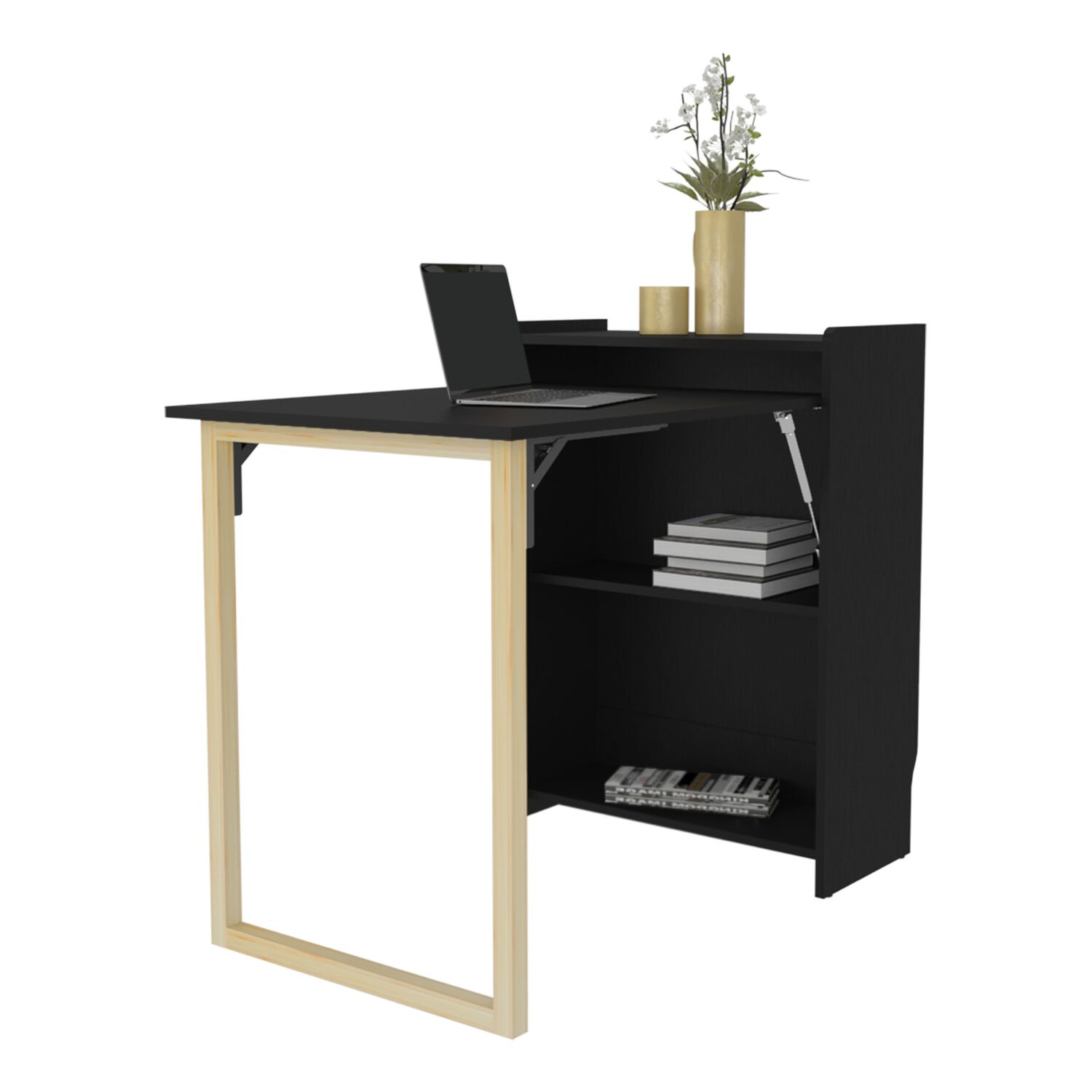 Escritorio Plegable 85,6x101x63x6 Cm Negro image number 1.0