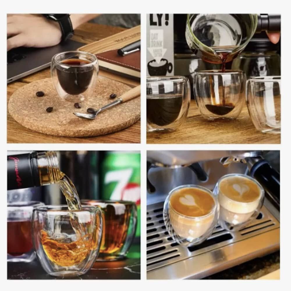Taza Cafe Expresso 4 Vasos Vidrio Doble Pared T&eacute;rmica 80 Ml image number 3.0