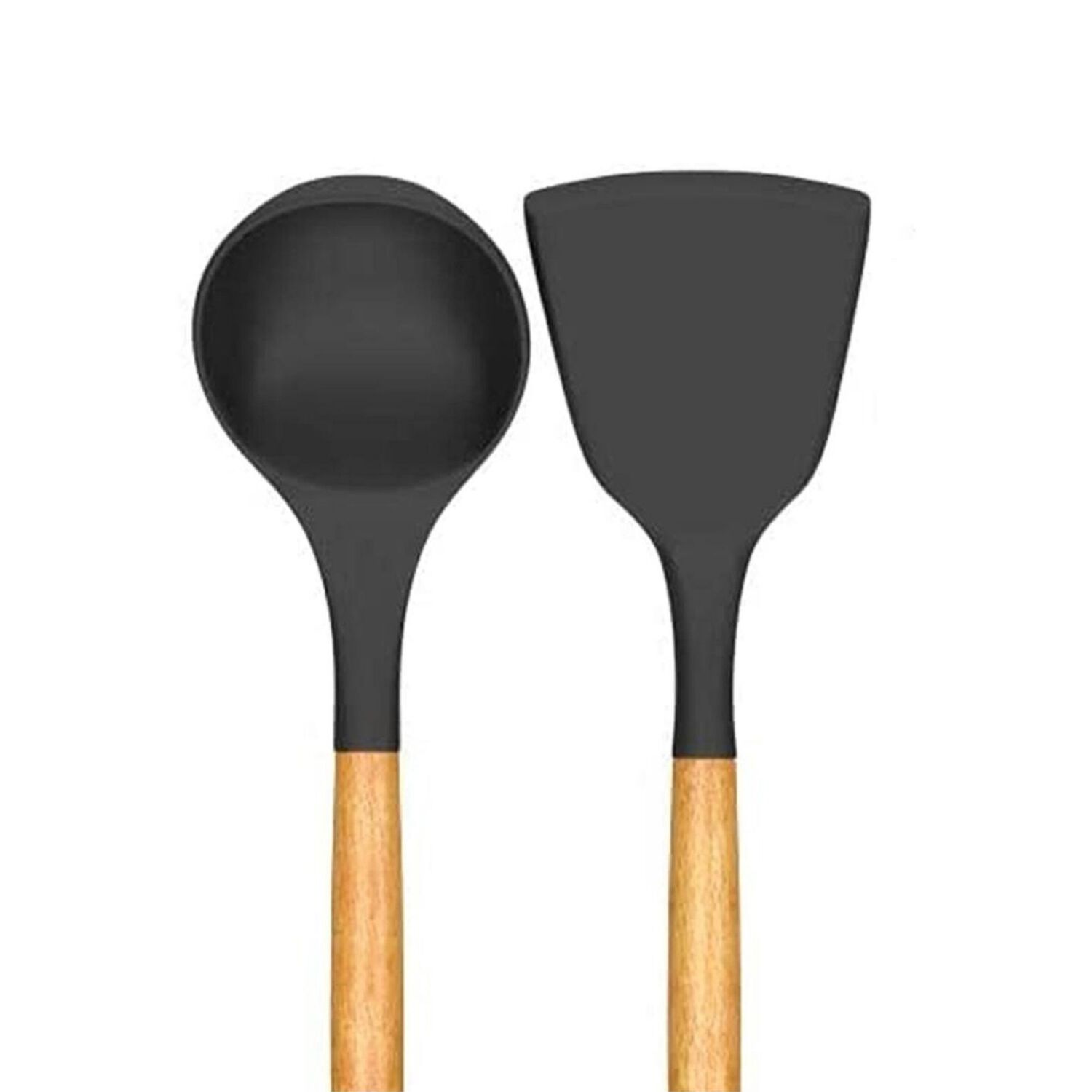 Set 4 Utensilios De Cocina Silicona Madera Negro image number 1.0