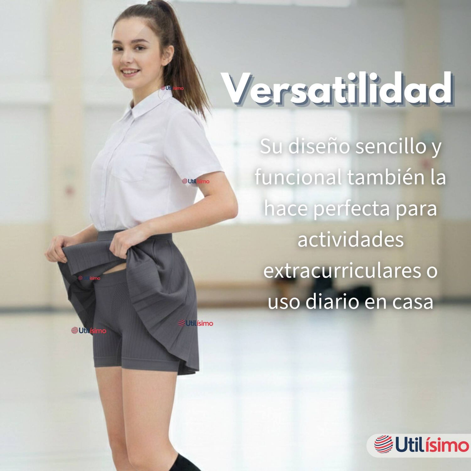 Pack 6 Calzas Cortas Escolar Pata Deportivas Ni&ntilde;a Color Gris image number 6.0