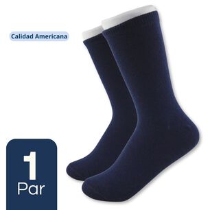Calcet&iacute;n Escolar Corto Azul Algod&oacute;n Unisex 1 Par