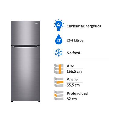 Refrigerador Top Freezer LG GT29BPPK / No Frost / 254 Litros / A+
