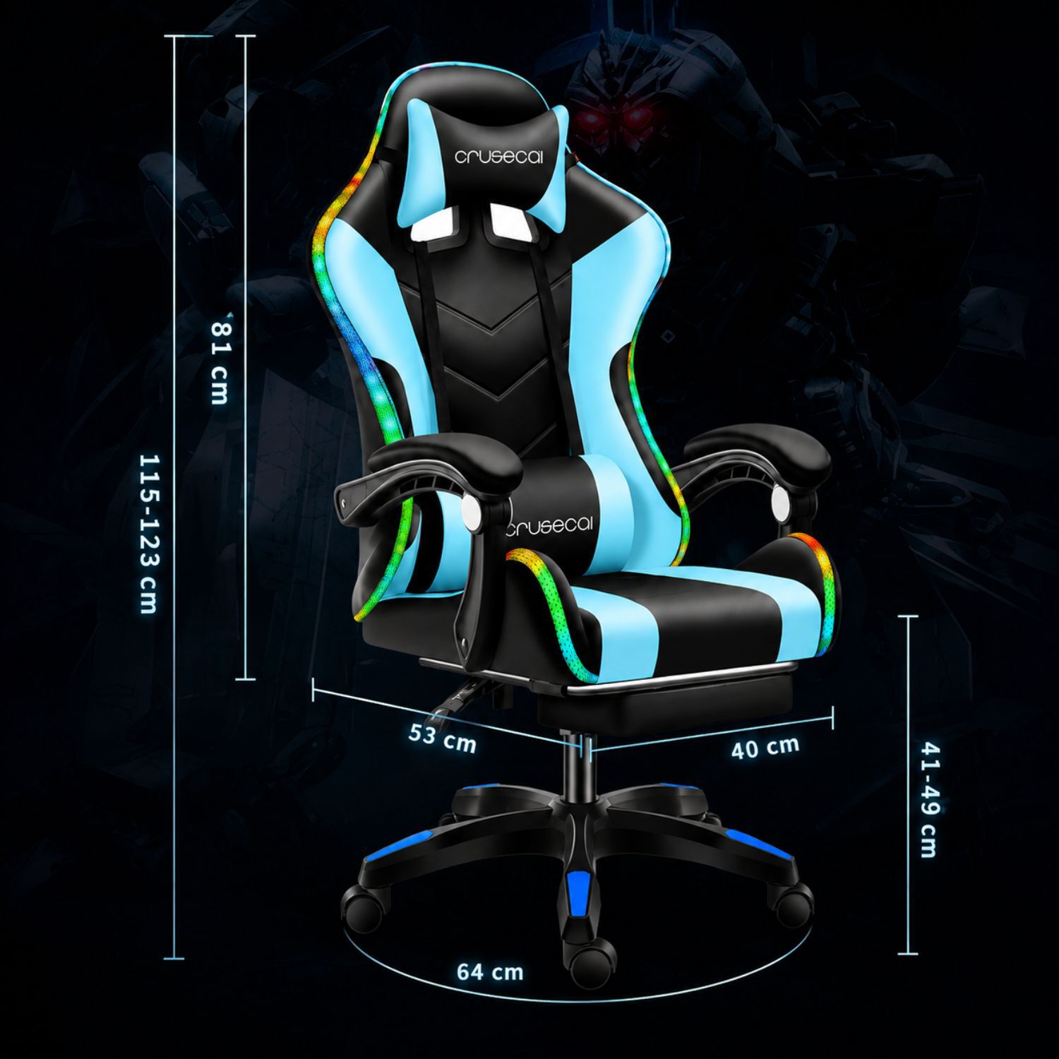 Silla Gamer Con Luz Rgb Reposapi&eacute;s Y Masajeador Reclinable image number 2.0