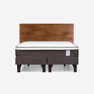 Cama Europea Rosen New Style 4 Plus / 2 Plazas / Base Dividida + Respaldo Tabor Caramelo