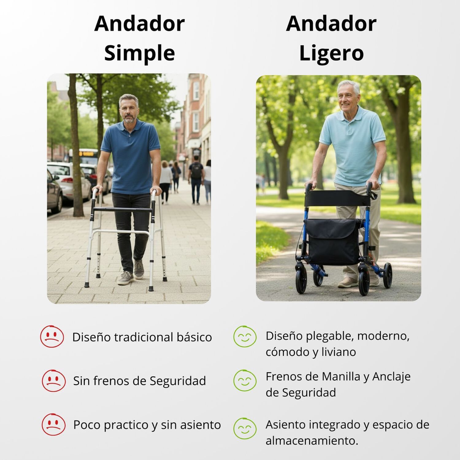 Andador Burrito Ortop&eacute;dico Adulto Mayor 4 Ruedas Con Asiento Frenos Y Bolso Plegable Aluminio 1002b image number 5.0