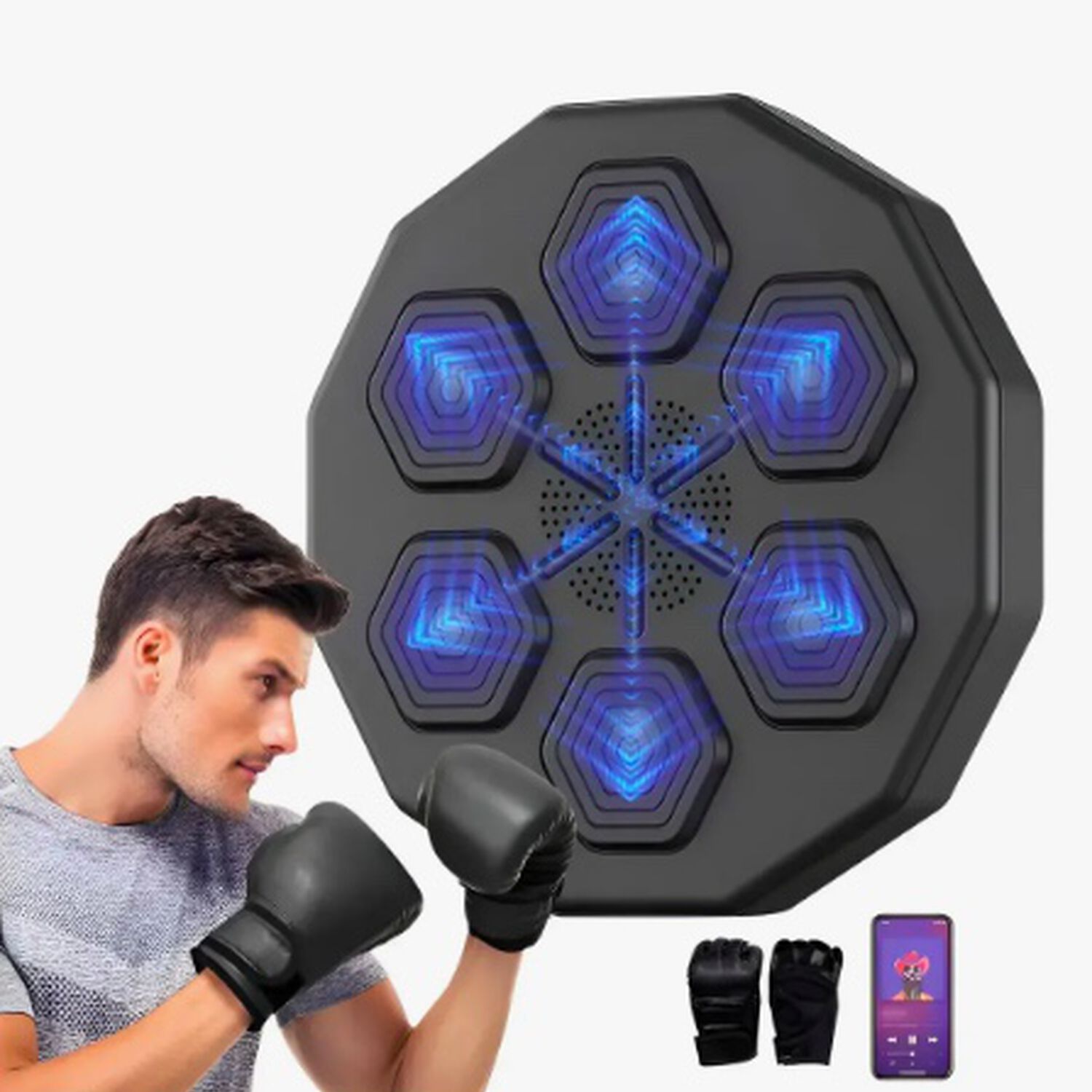 Maquina De Boxeo Musical Bluetooth + Guantes image number 0.0