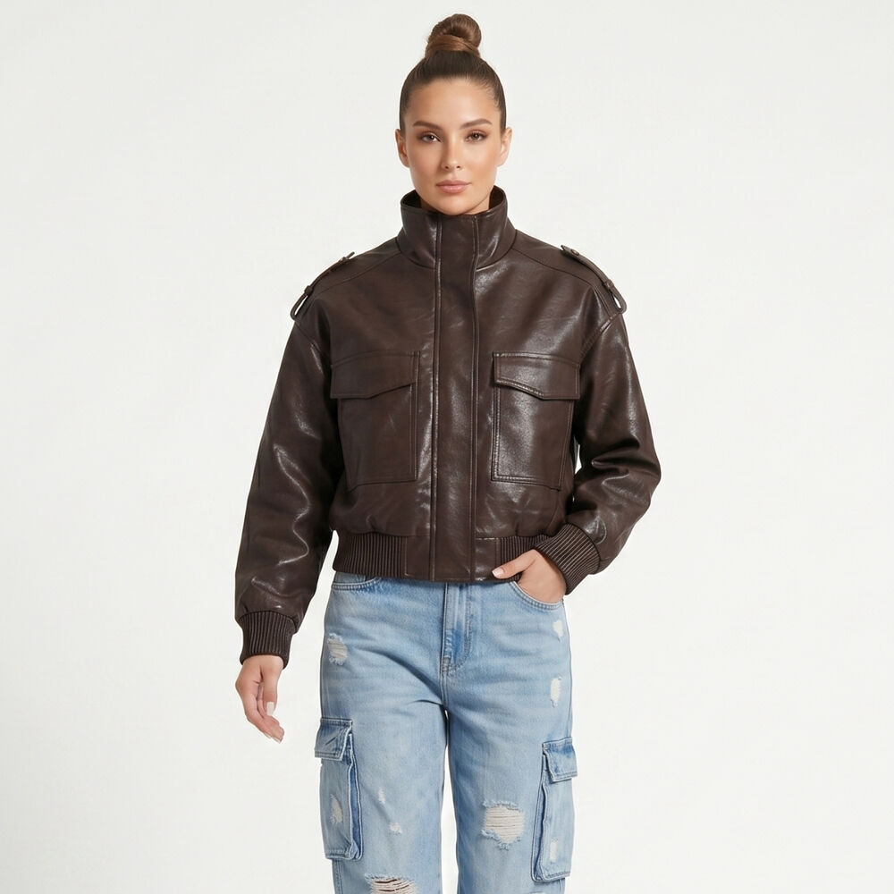 Chaqueta Ecocuero Bomber Mujer Kendall image number 0.0