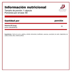 Vitamina D3 1000 Ui 60 C&aacute;psulas