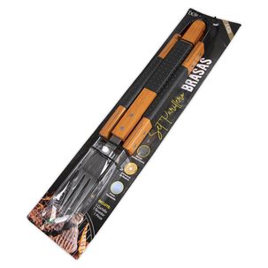 Set Parrillero 3 Piezas Acero Inoxidable Brasas - Ps