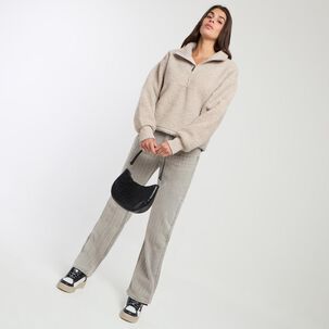 Chaqueta Micropolar Aplicación Ecocuero Cuello Alto Mujer Rolly Go