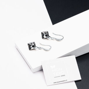 Aros Cristina Plata Italiana 925 Y Cristal Genuino Silver Night