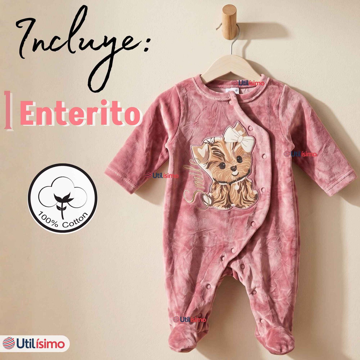 Enterito Tela Plush Rosado Beb&eacute; Ni&ntilde;a image number 1.0
