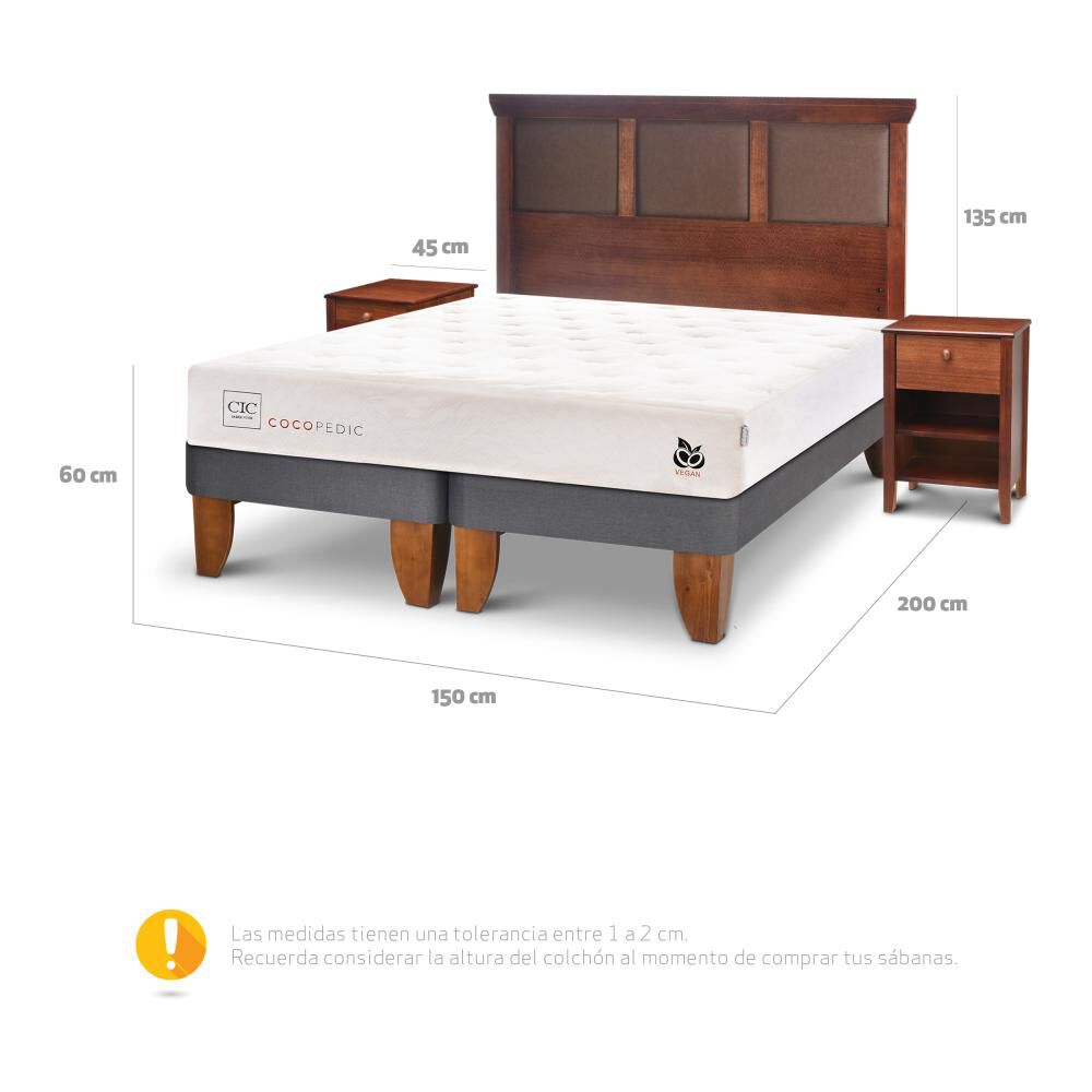 Cama Europea Cic Cocopedic / 2 Plazas / Base Dividida + Set De Maderas image number 4.0