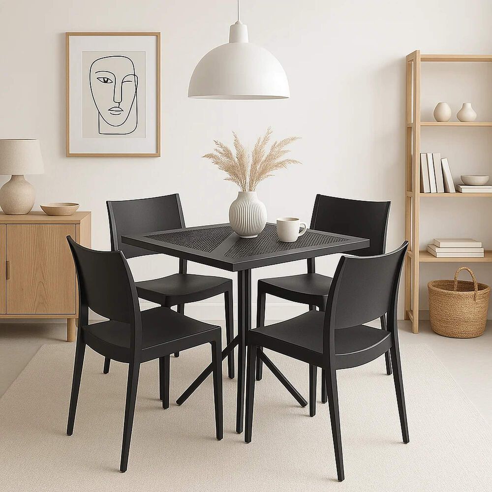 Mesa Restaurant 80x80 Polipropileno + 4 Sillas De Restaurante - Negra image number 2.0