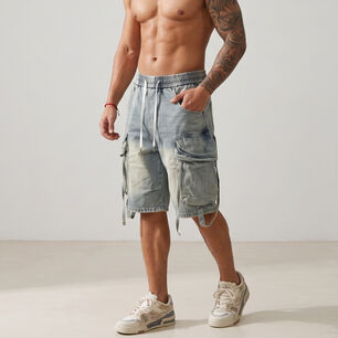 Short Bermuda Denim Cargo Relaxed Fit Hombre Hawai