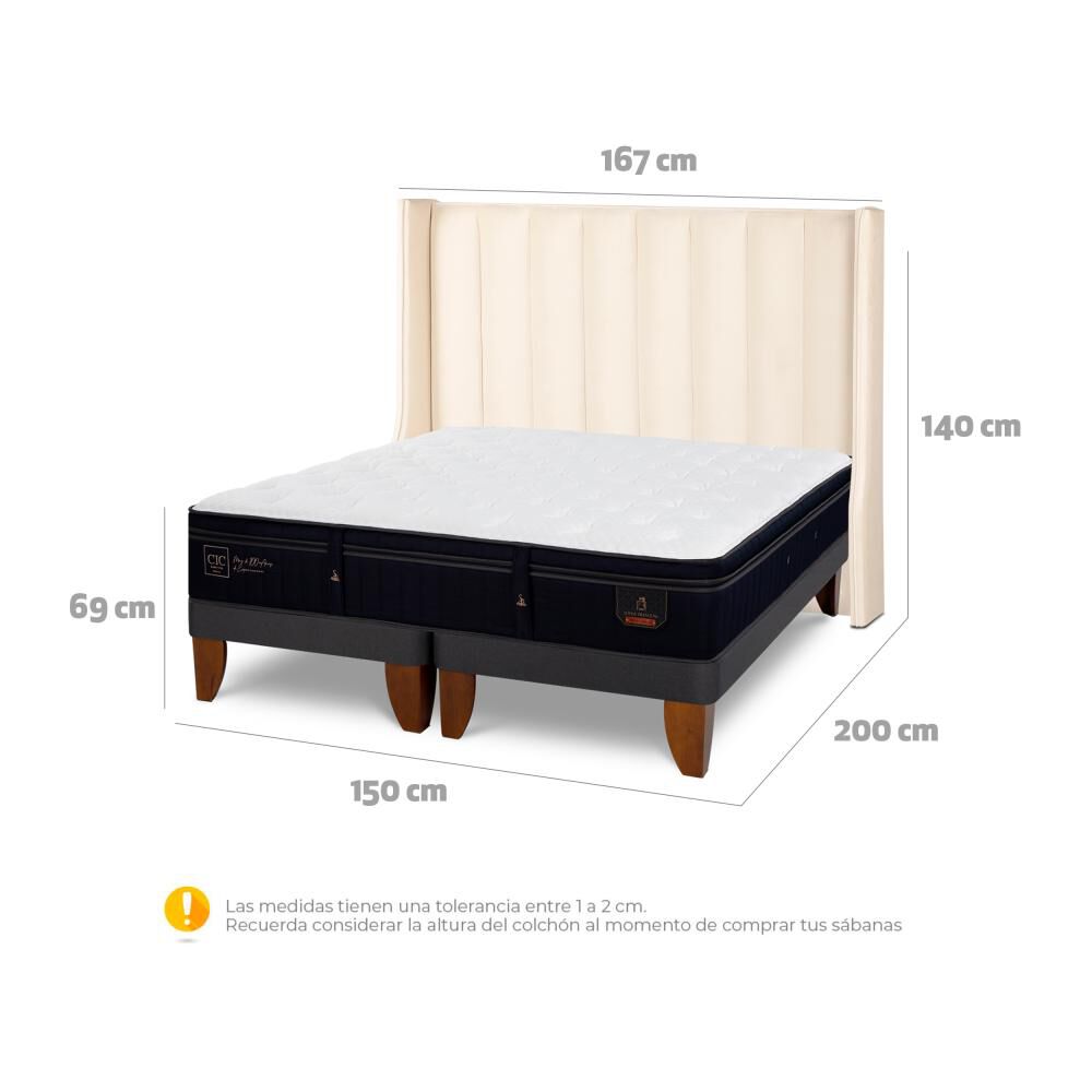 Cama Europea Cic Super Premium / 2 Plazas / Base Dividida + Respaldo image number 6.0
