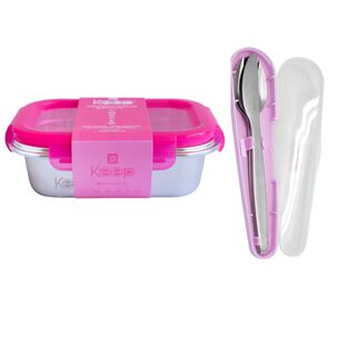 Herm&eacute;tico Keep 650ml Acero + Cubiertos On The Go - Ps