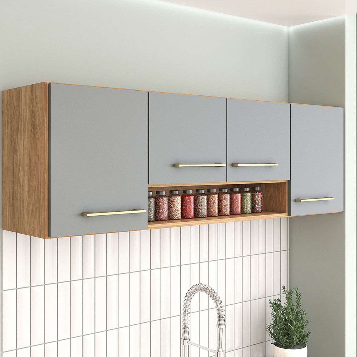 Mueble De Cocina Aereo Vekkahome Alba / 4 Puertas image number 0.0