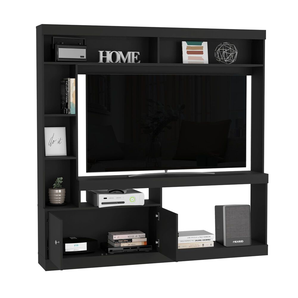 Estante Tv 55" Con 2 Puertas 7 Repisas Fm-003n - Negro image number 2.0