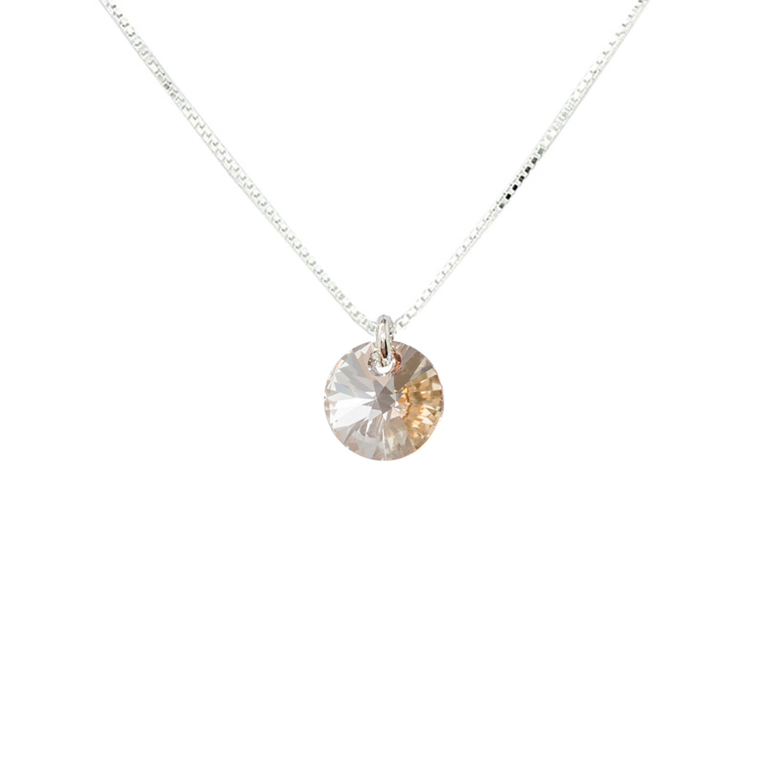 Collar Punto De Luz Plata Italiana 925 Y Cristal Genuino Golden Shadow image number 0.0