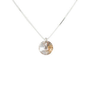 Collar Punto De Luz Plata Italiana 925 Y Cristal Genuino Golden Shadow