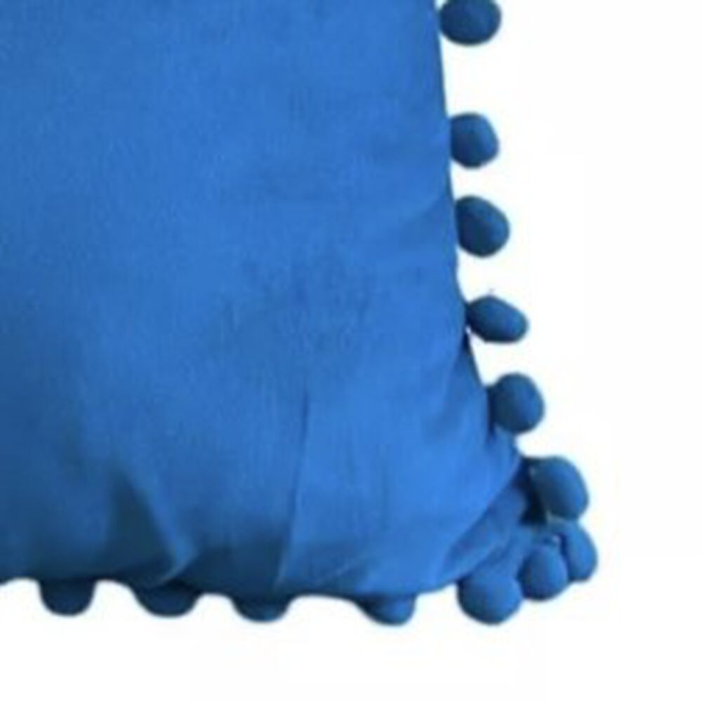 Funda De Cojines Con Pompones. Medida 45x45. Terciopelo. Celeste image number 2.0