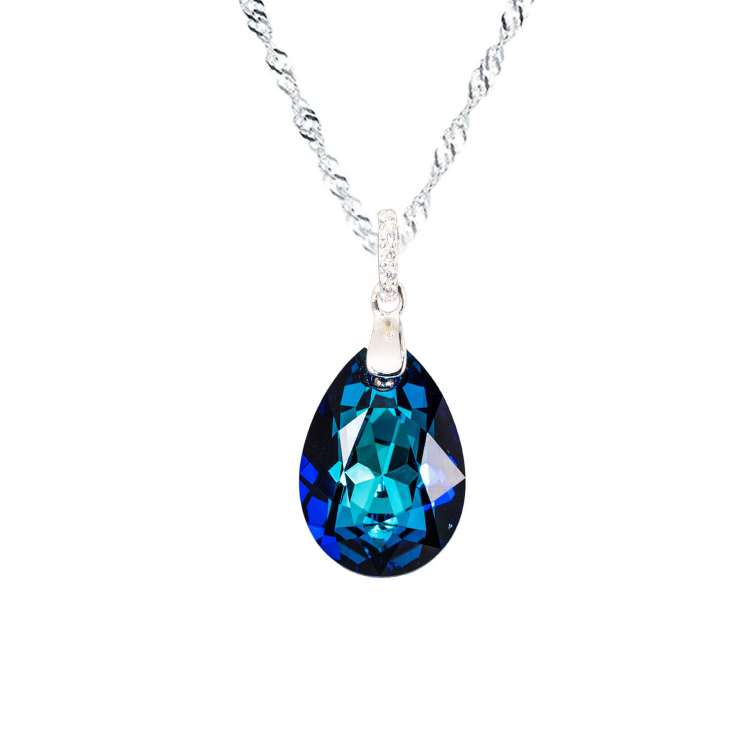 Collar Capricho Plata Italiana 925 Y Cristal Genuino Bermuda Blue image number 0.0