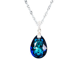 Collar Capricho Plata Italiana 925 Y Cristal Genuino Bermuda Blue