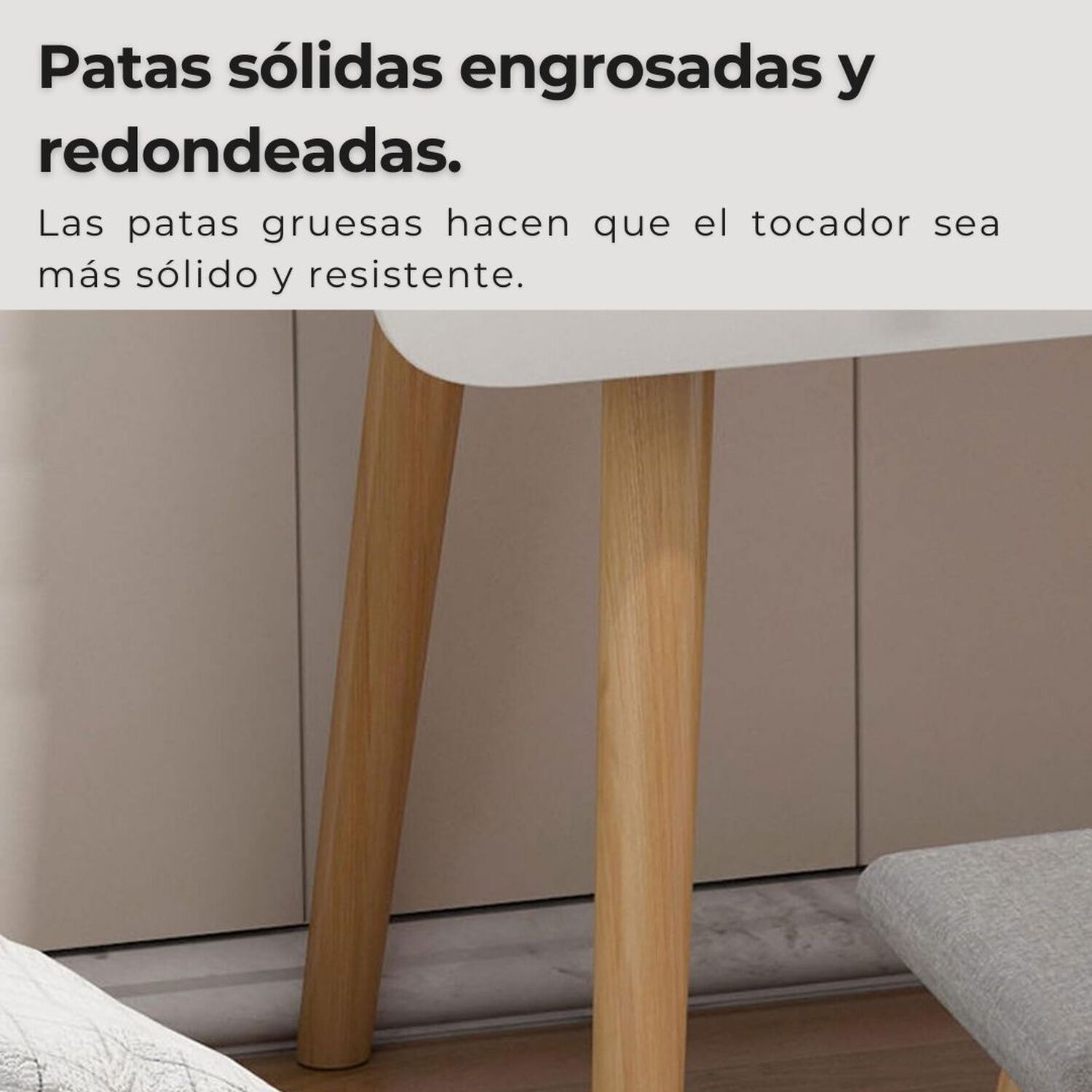 Peinadora Tocador De Madera Con Espejo Y Luz Incluye Taburete image number 4.0